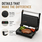 Electric Sandwich Press and Panini Maker with 180-Degree Flat Grill