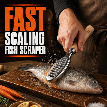 Stainless Steel Fish Scaler with Wooden Handle