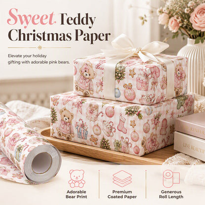 Cute Teddy Bear Christmas Gift Wrapping Paper
