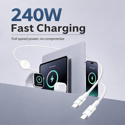 ⚡50% OFF NOW! 240W Fast Charging Braided USB-C Cable, High Speed Power Delivery Cord for Phone, Tablet & Laptop