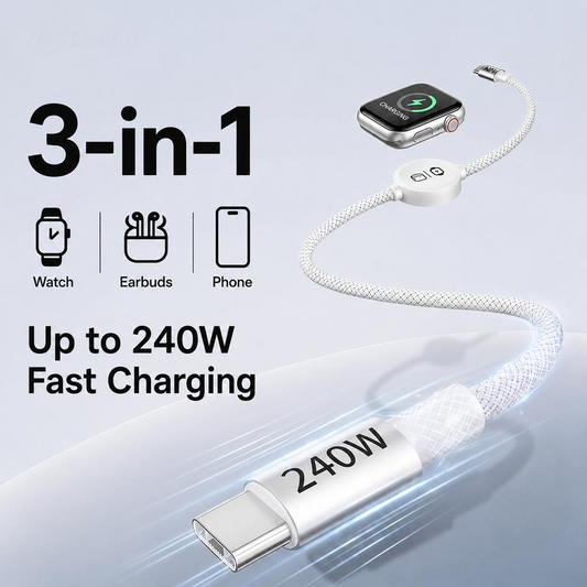 📱⌚ Multi-Device Fast Charging Cable – Snap-On Watch Charger & USB-C Power
