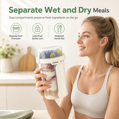 Portable Double Layer Plastic Salad Cup
