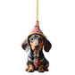 Christmas Fun Dachshund Car Hanging Ornament