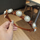 Vintage-Style Headband with a Pearl Topper