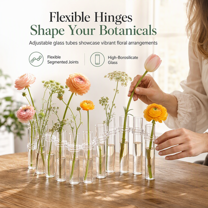 🌷 Clear Glass Test Tube Vase Set ✨ With Cleaning Brush | Modern Propagation Station for Hydroponic Plants