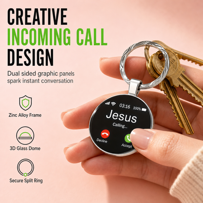 Alloy Glass Keychain with Mobile Phone Incoming Call Screen Pattern