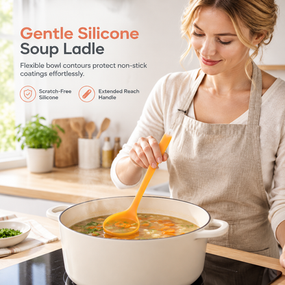 Thickened Translucent Silicone Soup Ladle for Non-Stick Cookware Kitchen Cooking Spoon