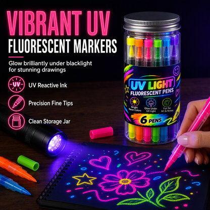 6-Piece UV Neon Highlighter Markers