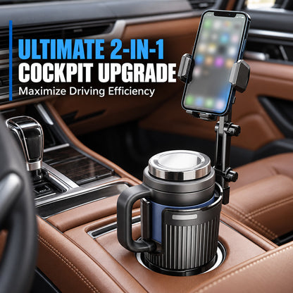 Free Up Your Console Instantly! 2-in-1 Cup Holder & Phone Mount