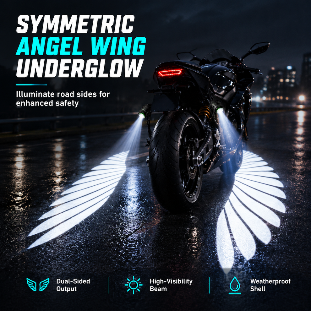 Motorcycle LED angel wings ground projection lights